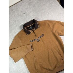 Kimes Ranch Mens XL 1/4 Zip Sweatshirt Pullover Western Ranch Rodeo Brown **